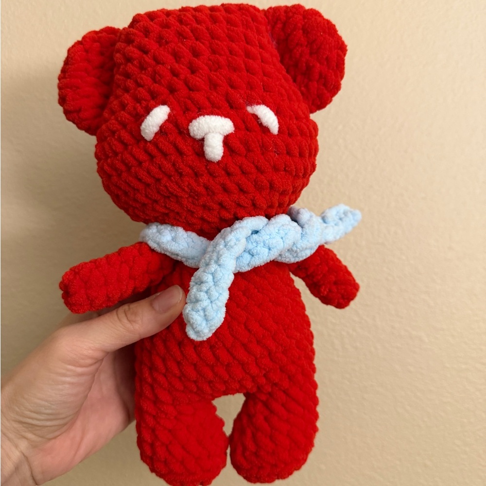 Handmade Chunky Yarn Teddy Bear – 5mm Chenille Crochet Bear